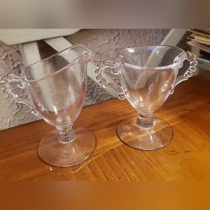 Vintage Glass Imperial creamer and sugar set, rare, Candlewick